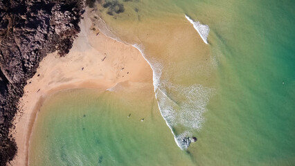 Vue aérienne de la côte bretonne, St Lunaire, côte d'Emeraude, Bretagne, France