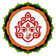 Indian goddess Symbol Design within colorful lotus mandala, Spiritual symbol of divine feminine, Shakti, strength, purity. Mandala, goddess, lotus, Indian art, divine, vector,Hinduism,Hindu, Navratri