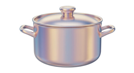 Isolated Iridescent Cooking Pot with Lid