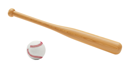 Isolated Baseball Bat and Ball