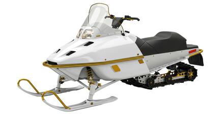 Isolated White Snowmobile