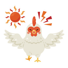 朝に鳴くニワトリのイラスト