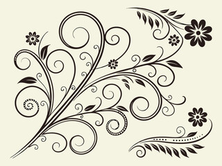 Elegant Black & White Floral Swirl Pattern 