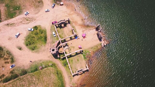 Ariel shot of Shettihalli Rosary Church. Located in Hassan district in Karnataka. Built in the 1860s by the French missionaries in India, the church is a magnificent structure of Gothic Architecture