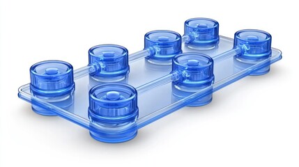Blue Transparent Microfluidic Device: A 3D Render of a High-Tech Medical or Scientific Tool