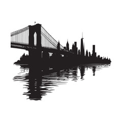 Obraz premium Silhouette of a bridge spanning across a river
