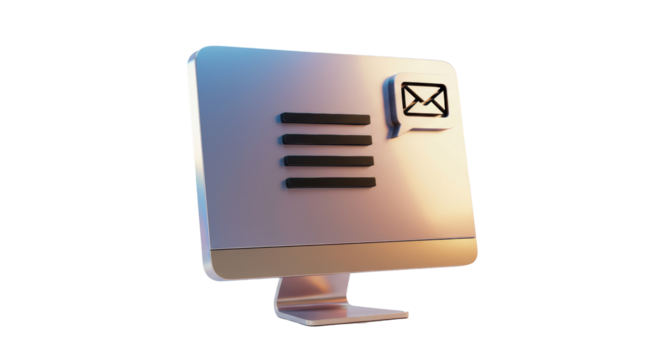 Isolated Computer Monitor Displaying Email Notification