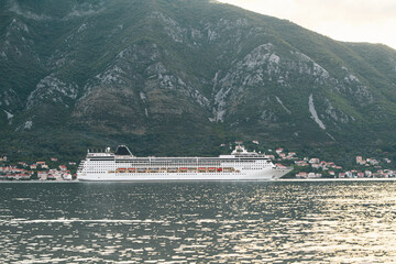 Beautiful cruise ship journey in Bay of Kotor