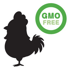 GMOフリーのニワトリのシルエットイラスト