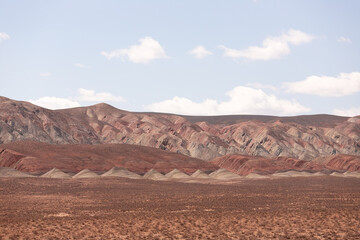 Beautiful mountains with red soil in Khizi. Azerbaijan.