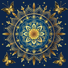 Luxury mandala background with golden arabesque pattern