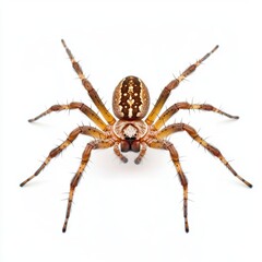 Brown Spider on White Background Detailed Closeup