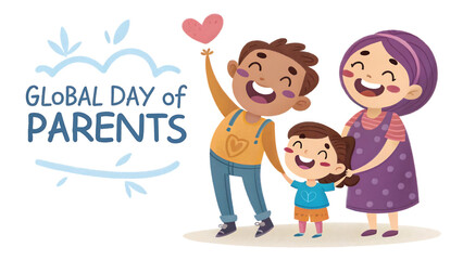 Fototapeta premium Smiling Family Illustration Celebrating Global Day of Parents Together