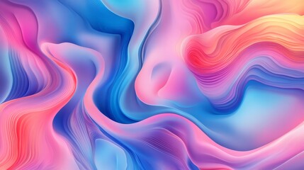 Fototapeta premium Vibrant digital art piece with vivid blends of pink, blue, orange, and yellow hues.