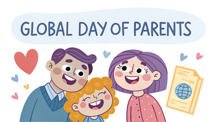 Obraz premium Smiling Family Illustration Celebrating Global Day of Parents Together