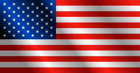 Fototapeta premium United States of America flag in wavy style. Digitally rendered waving United States of America flag with red stripes and white stars. US flag background