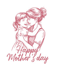 Mother and kids hand drawn vector illustration, mothers day celebration background