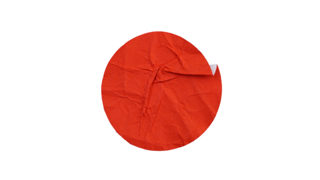 Blank red round paper sticker label isolated on transparent background