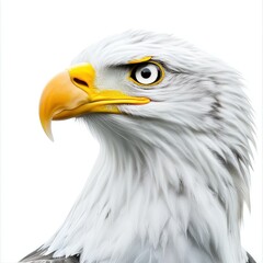 Obraz premium Majestic Bald Eagle Portrait Close Up of White Feathers and Yellow Beak