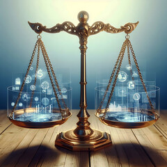 A Scale of Balance, financial and technological symbol