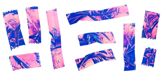 Blue Pink Foil Tape Strips Set Illustration for Decorative Crafts and Scrapbooking Design