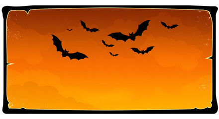 Bats against an orange sunset for Halloween  