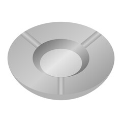Metallic cigarette ashtray icon. Vector.