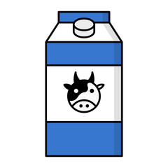 Flat design milk carton icon. Vector.