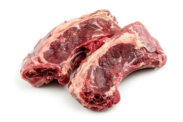 Fototapeta premium Two raw beef short ribs ready for cooking delicious meal red meat food diet steak grill lunch fresh