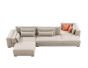 Beige Sectional Sofa with Pillows