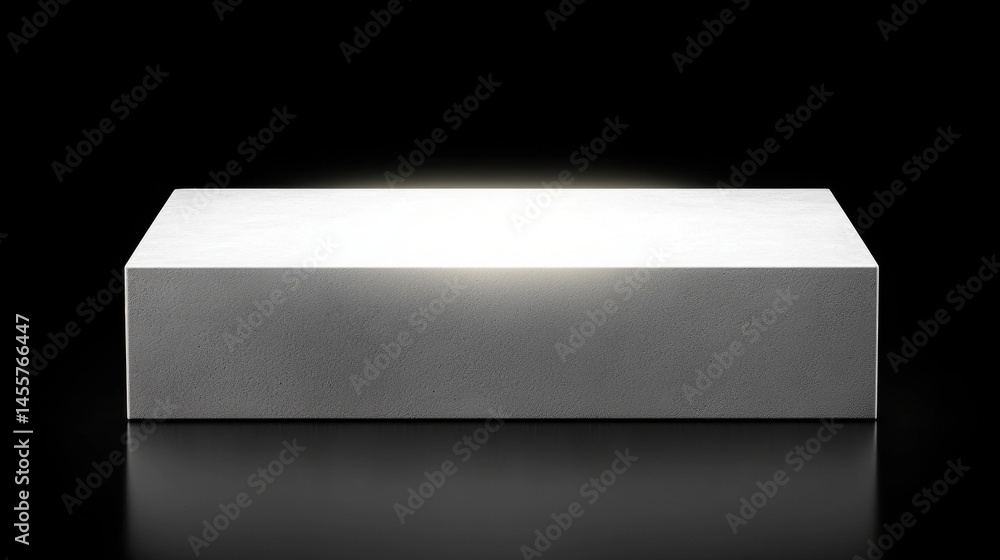 Poster a white rectangular box with a light shining from the top.