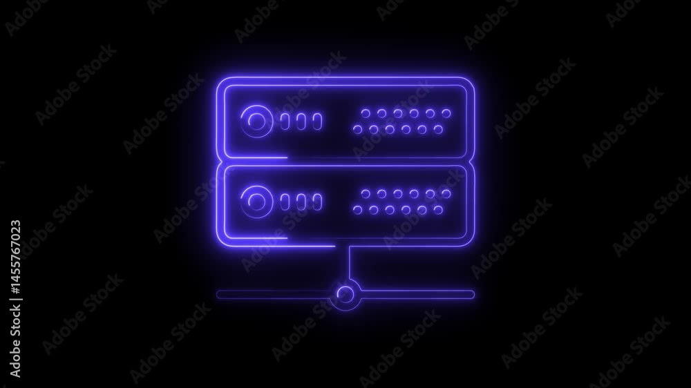 Aufkleber server neon light animation of data storage with black background