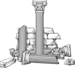 Antique column ruins