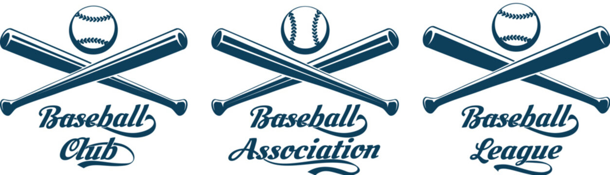 Monochrome baseball emblem set
