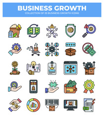 Collection of 25 Business Growth Icons: Boost Your Business with Visual Elements