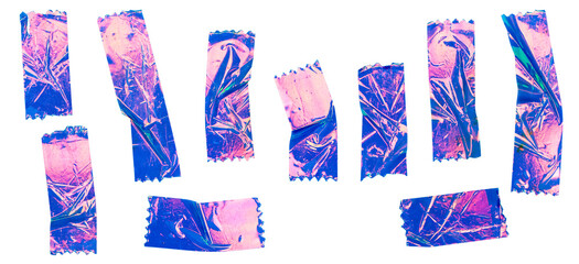 Fototapeta premium Pink Purple Foil Tape Strips Set Illustration for Scrapbooking and Decorative Design