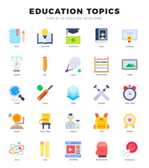 Education Topics web icons in Flat style.