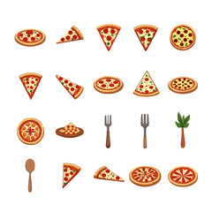 pizza icons set