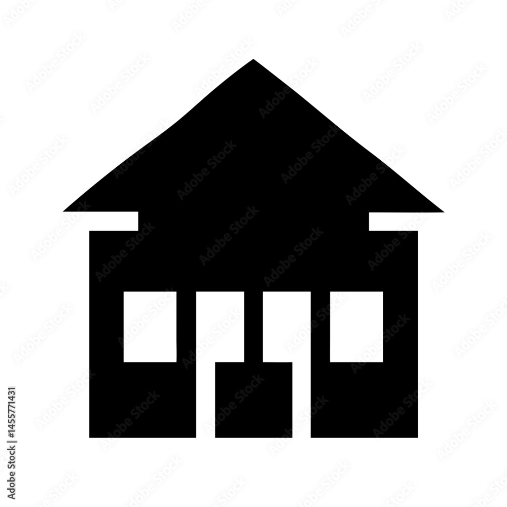 Poster house front view silhouette on transparent background for web and graphic design