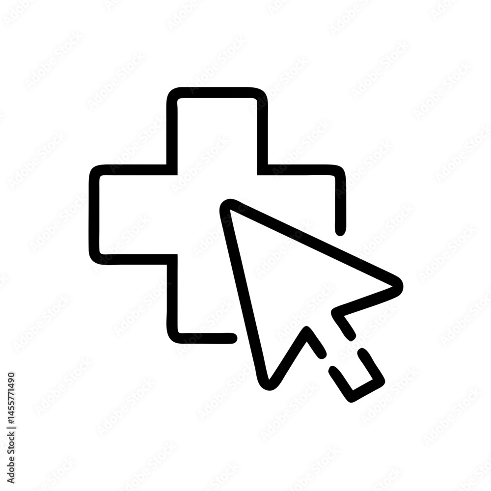 Aufkleber medical cross with cursor on transparent background for web and graphic design