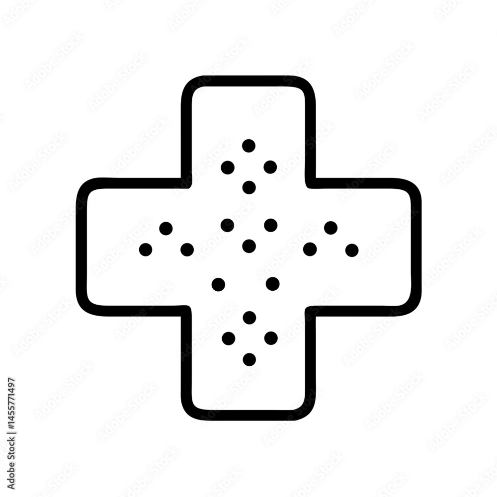 Poster medical cross with dots on transparent background for web and graphic design
