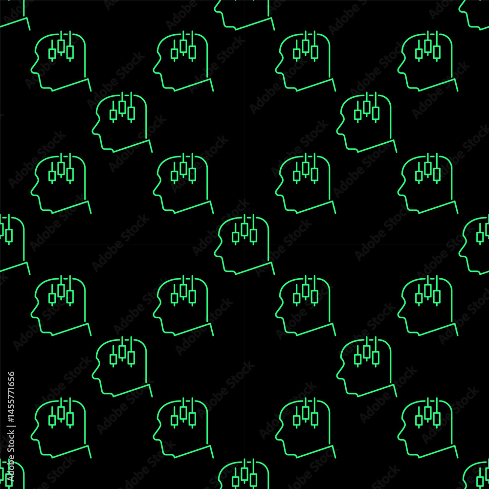 Poster candlestick pattern inside human head vector linear seamless pattern