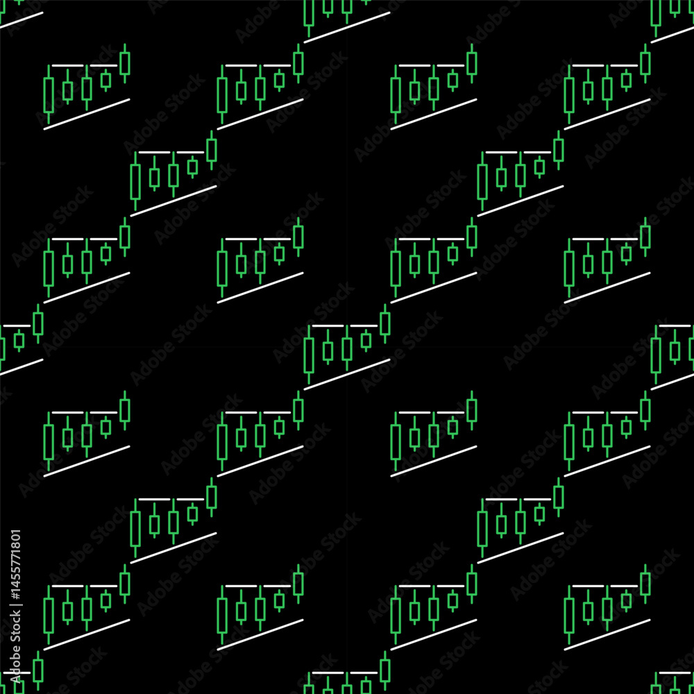 Poster level breakout candlestick chart vector seamless pattern in outline style