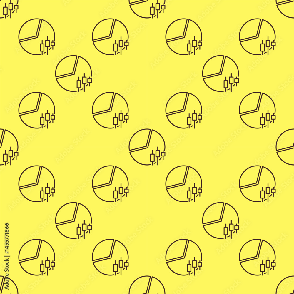 Aufkleber pie chart with candlestick pattern vector financial seamless pattern in thin line style