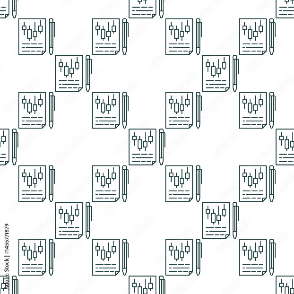 Poster paper with candlestick pattern vector electronic trading document outline seamless pattern