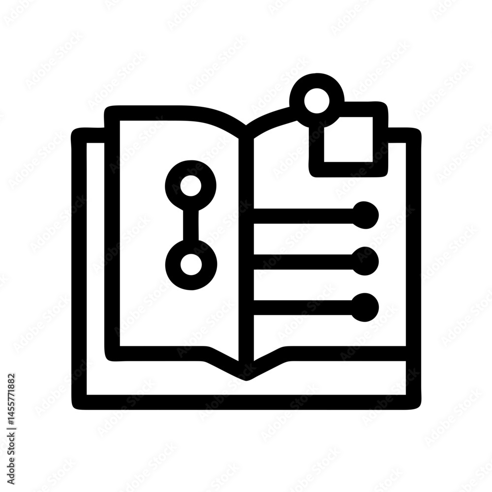 Aufkleber book with circuit nodes silhouette on transparent background for web and graphic design