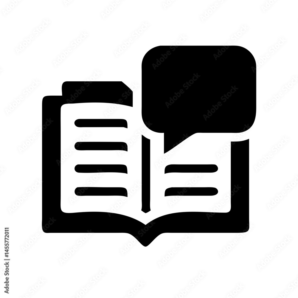 Poster book with text bubbles silhouette on transparent background for web and graphic design