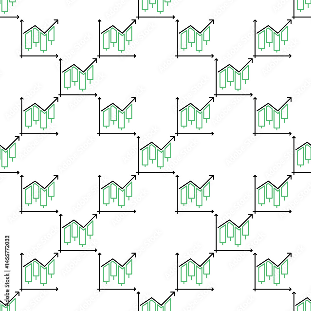Poster uprising candlestick pattern vector electronic trading thin line seamless pattern