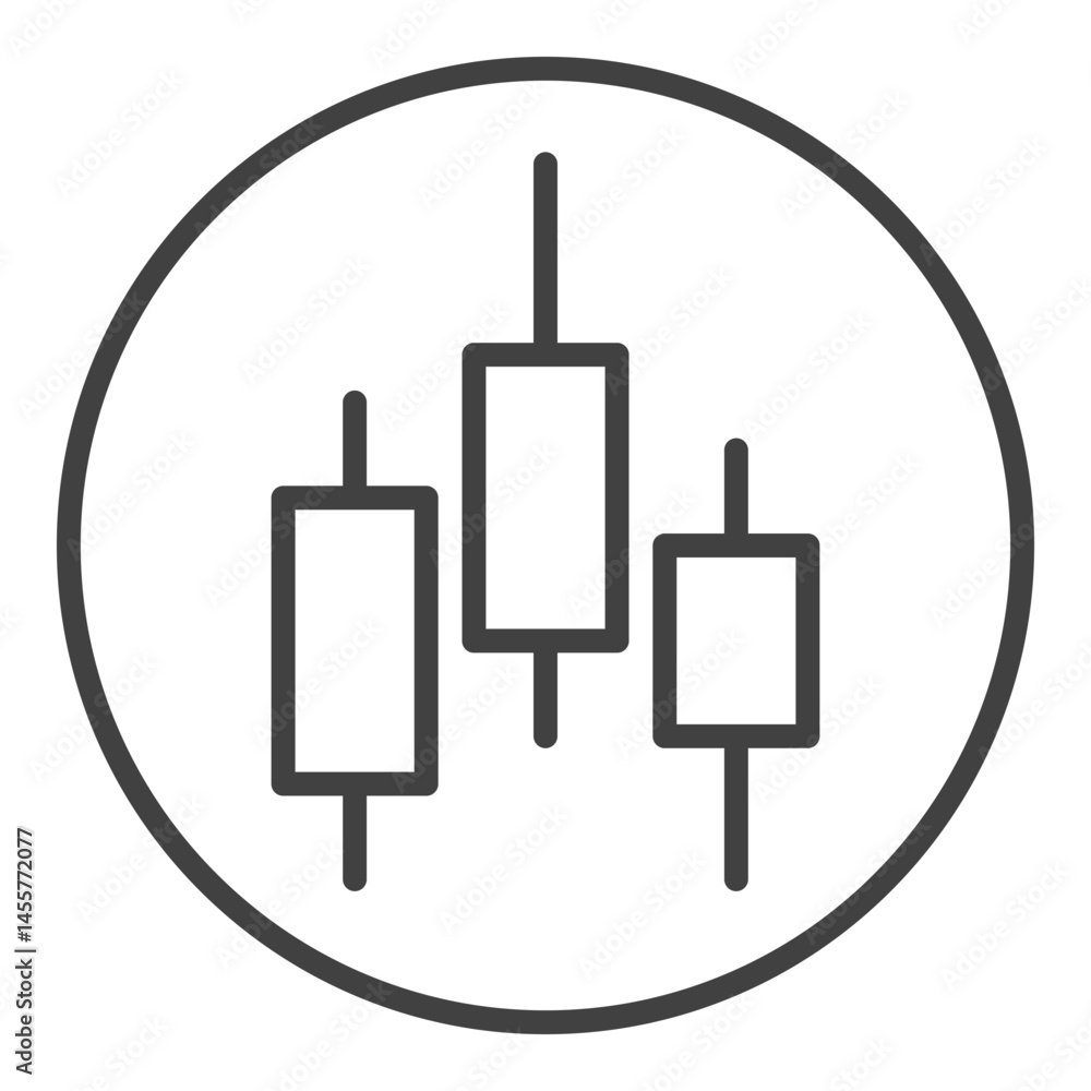 Poster circle with candlestick pattern vector selling financial derivatives thin line icon or design elemen