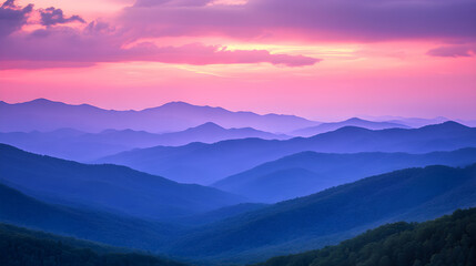 Twilight Majesty: The Ethereal Beauty of Lavender-Tinged Mountain Peaks Under a Dusk-Kissed Sky